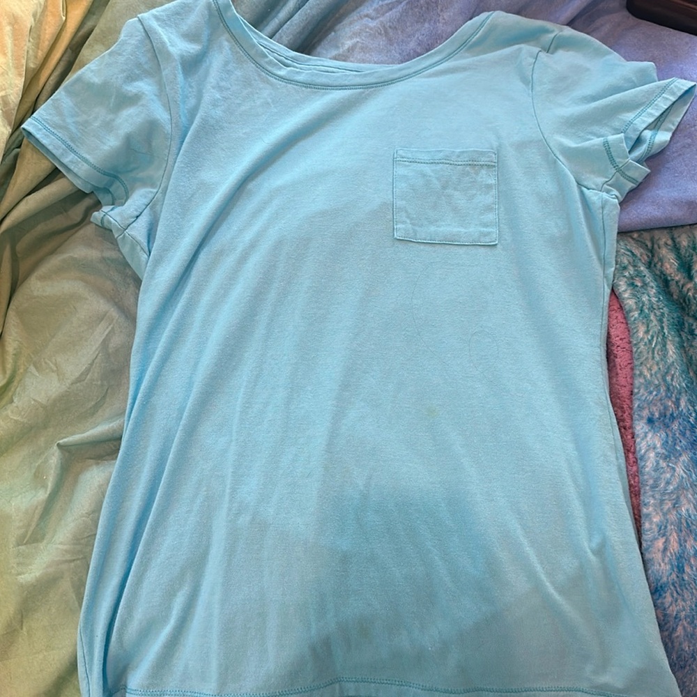 I am selling a light blue Hanes shirt that is comfortable and hardly worn.